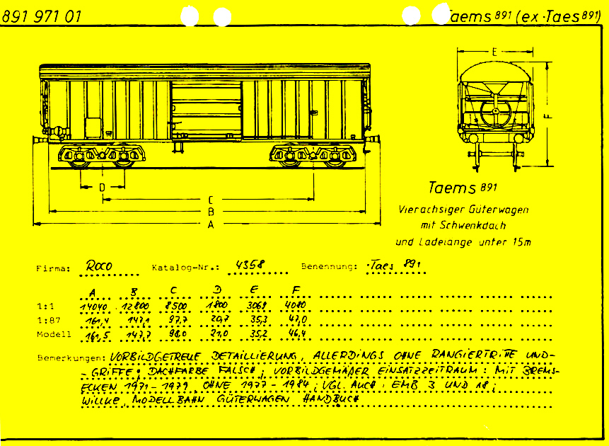 EMB 18, Wagenkarte Taems 891 Seite 2